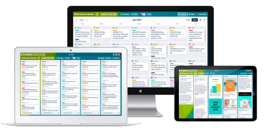 Trello Content Calendar Boards