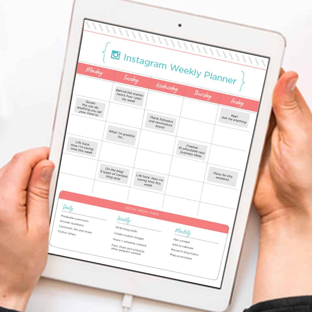 Instagram weekly planner