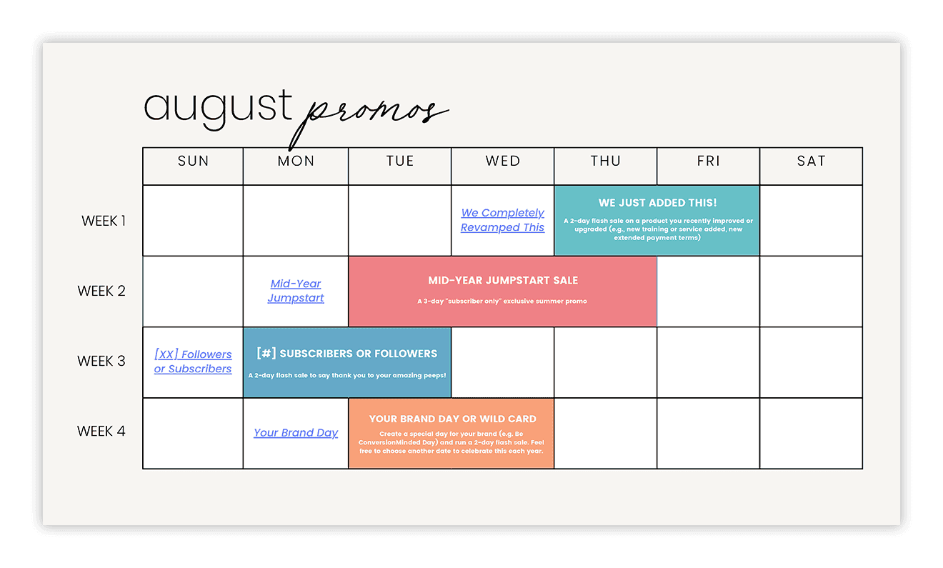 August Promo Sequences | ConversionMinded Email Promo Builder