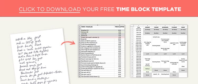 Download my Time Blocking Template to help you increase productivity and get even more stuff done each week!