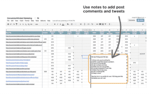 use a spreadsheet to keep track of where you shared each post.