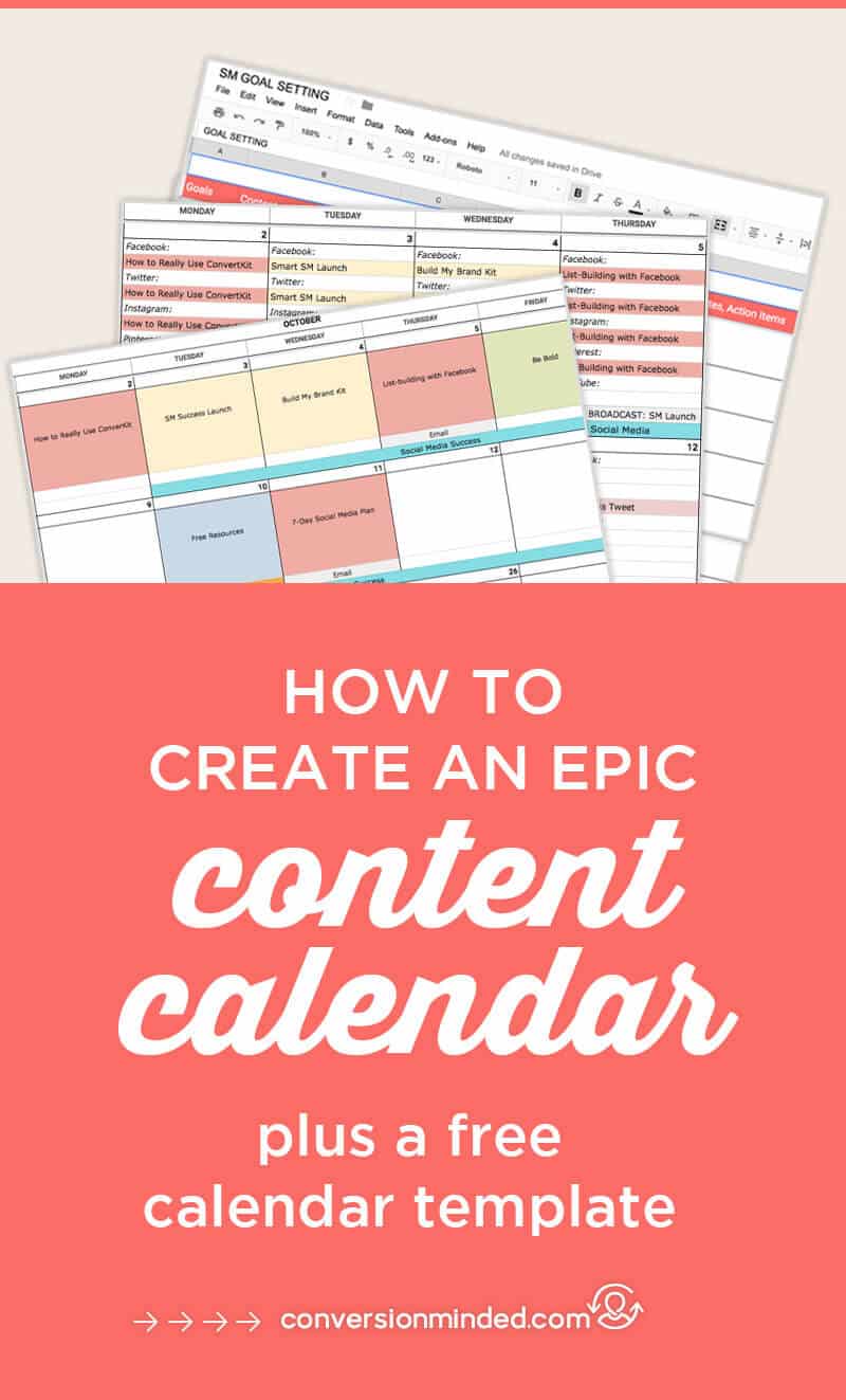 Social Media Content Calendar Template Free from conversionminded.com