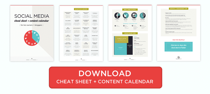 A social media cheat sheet for bloggers and entrepreneurs so you know what to post and when, plus tools to help you automate everything from scheduling, to growth and engagement, and creating images.