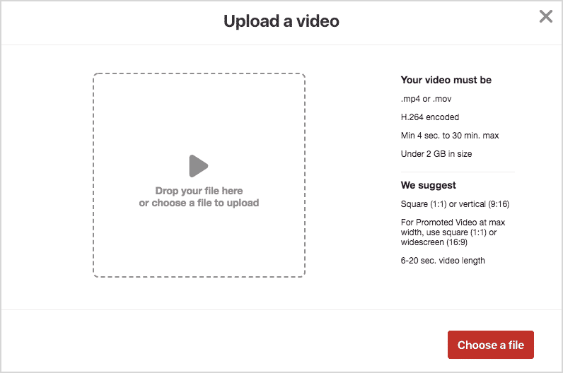 Pinterest specs for promoted autoplay video pins