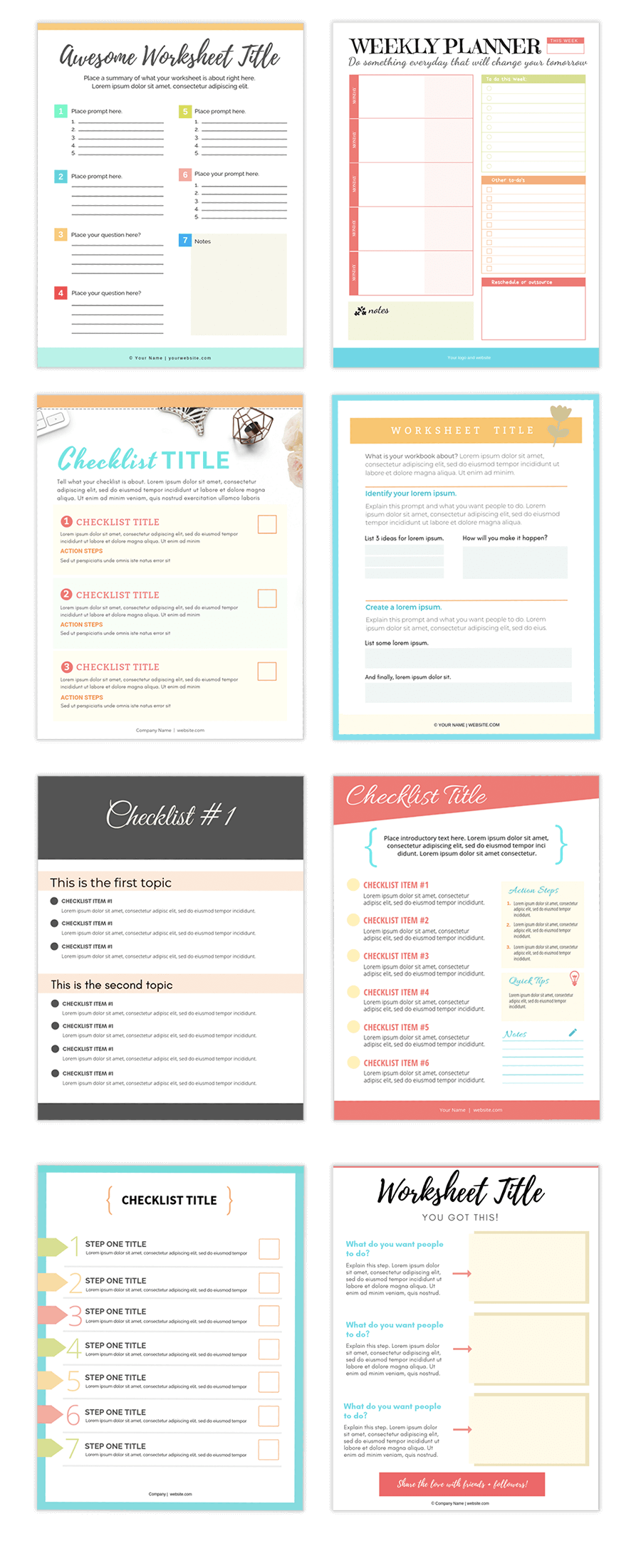 Worksheet and Checklist templates by ConversionMinded