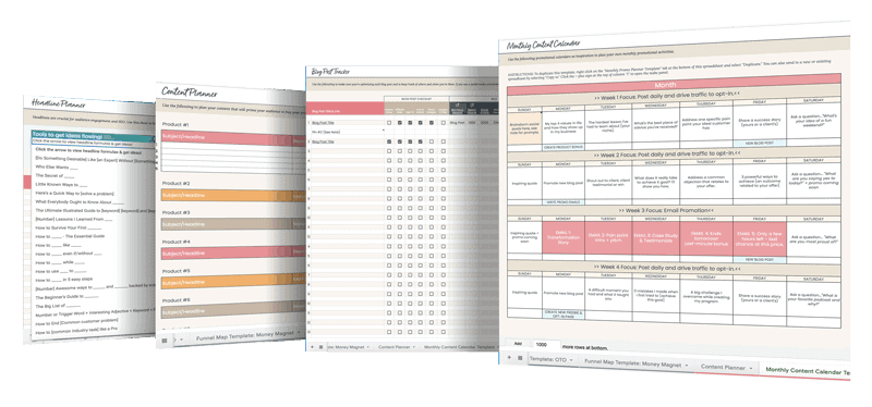 Content marketing planning spreadsheets