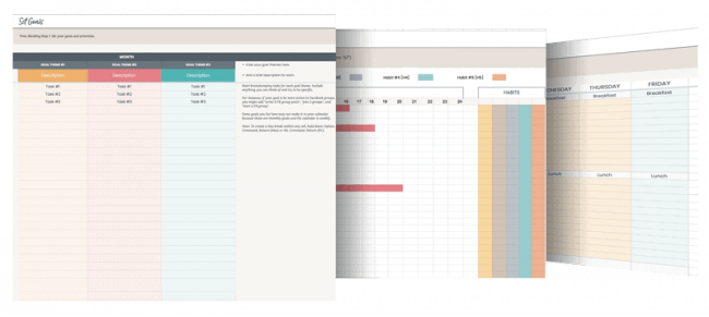Productivity spreadsheets