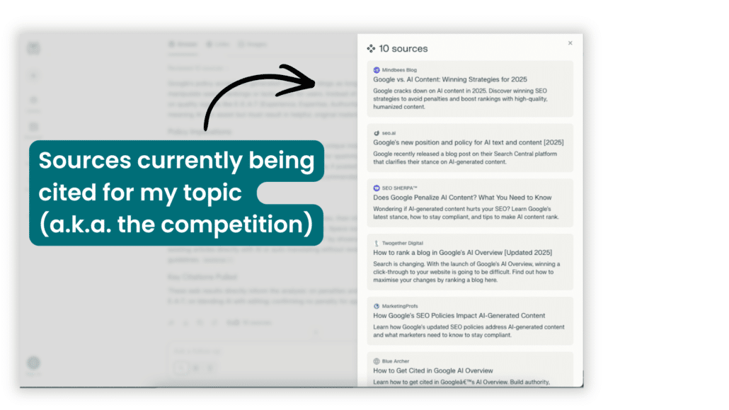A photo of perplexity citations of my competition.