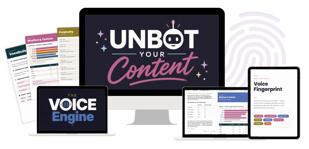 Course mockup for unbot your content